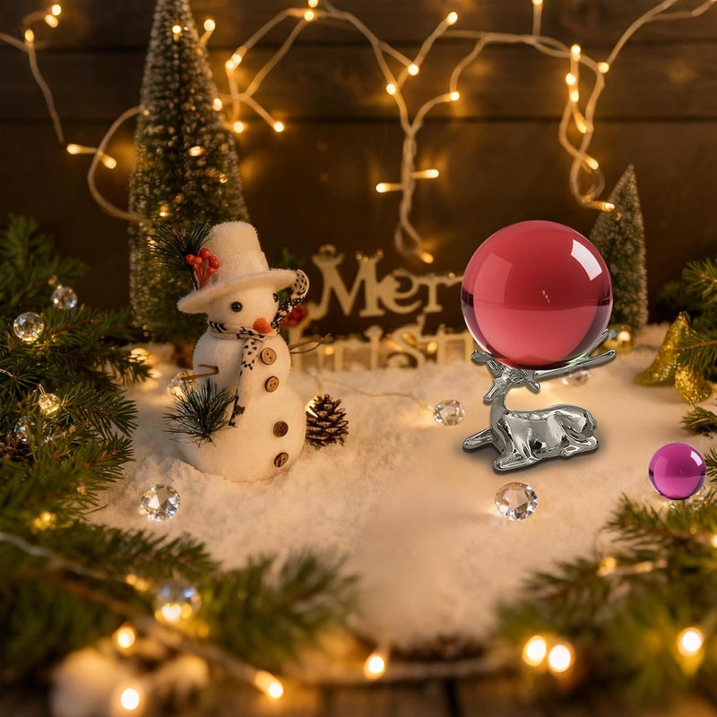 GeryVtee 6PCS Crystal Ball Stand Sphere Display Stand Metal Crystal Holder Balls Ornament Rack Holder Metal Base Christmas Elk Shape (Silver) - Image 4